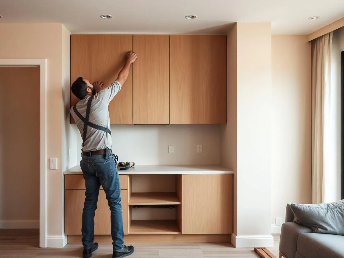 Installation team fitting modular units on site